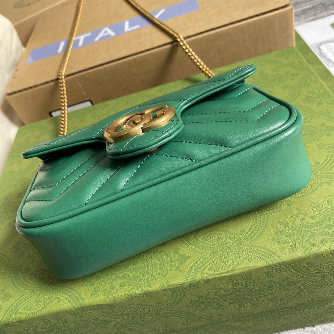 Gucci GG Marmont Matelasse Super Mini Shoulder Bag 476433 Green